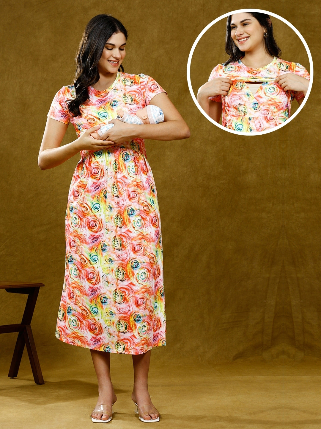 CHIC ZIPLESS NURSING DRESS WITH POCKETS