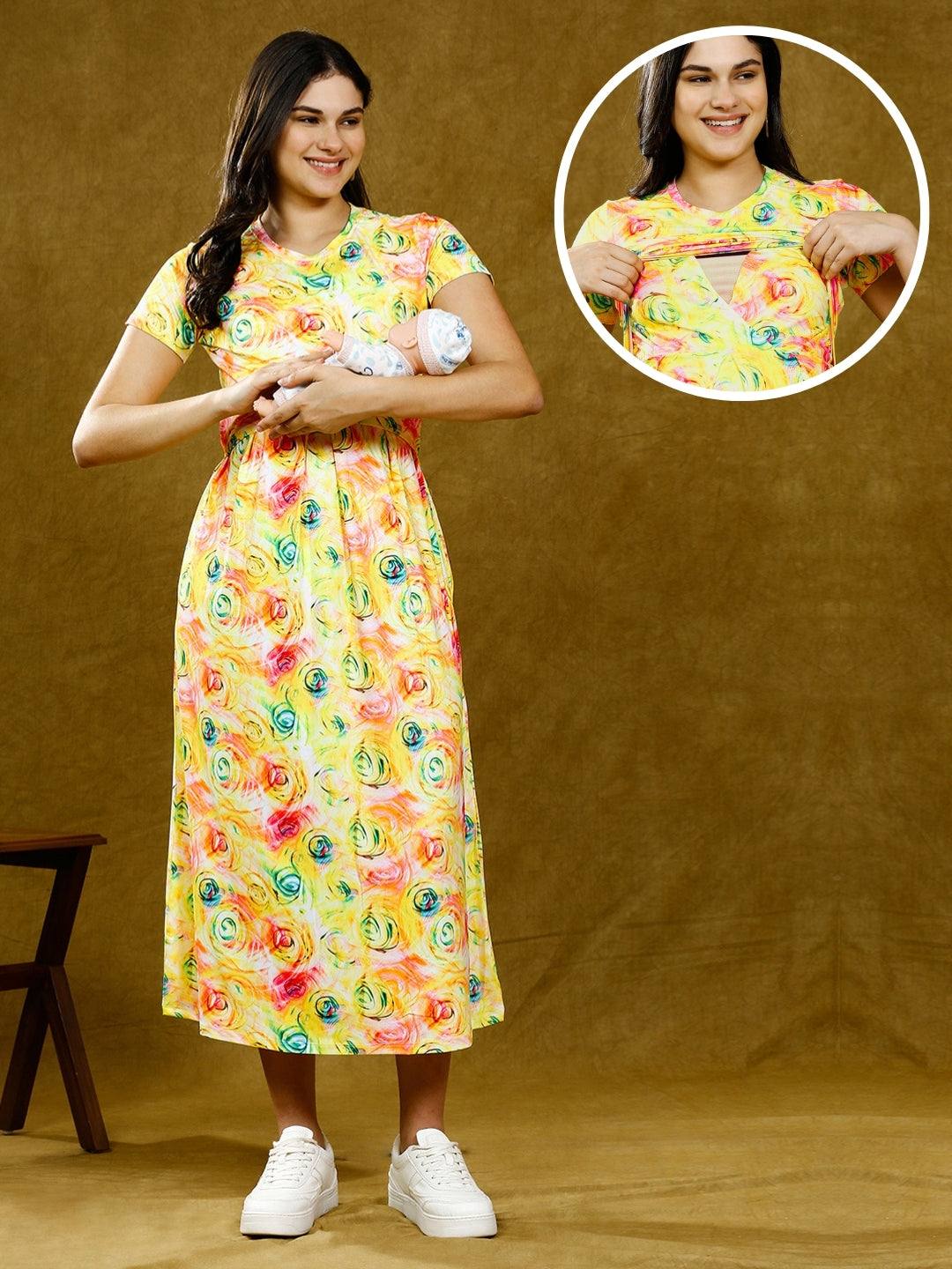 CHIC ZIPLESS PREGNANCY DRESS WITH POCKETS