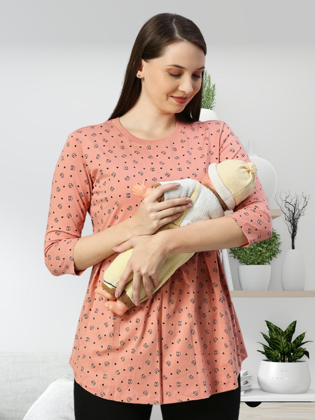 TRENDY COTTON FEEDING ZIPLESS TOP FOR WOMEN