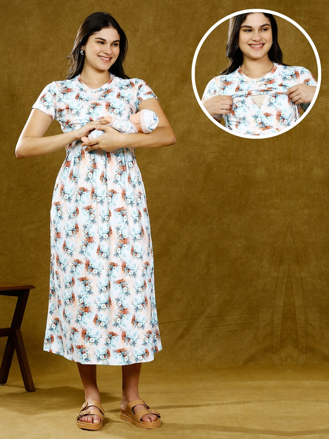 TIMELESS ZIPLESS NURSING DRESS WITH POCKETS