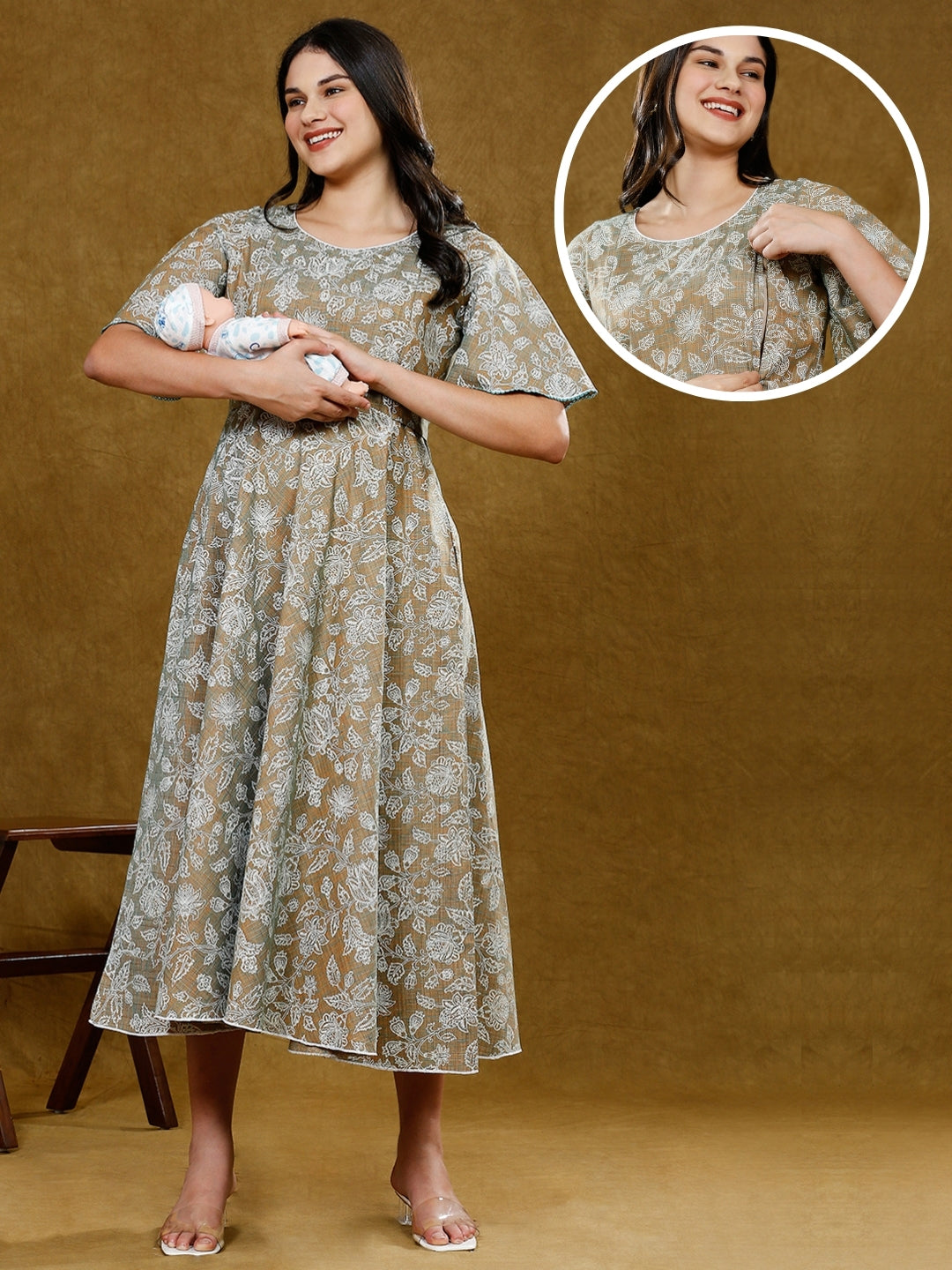 FASHIONABLE FEEDING FLARE KURTA WITH POCKET