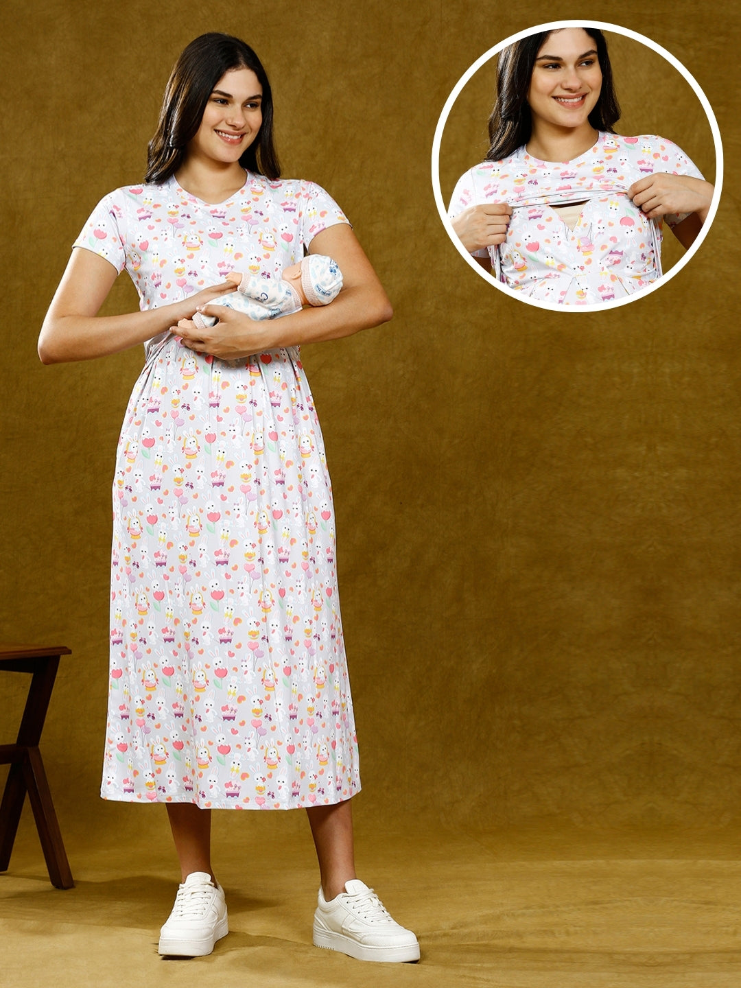 ADORN IN ZIPLESS NURSING DRESS WITH POCKETS