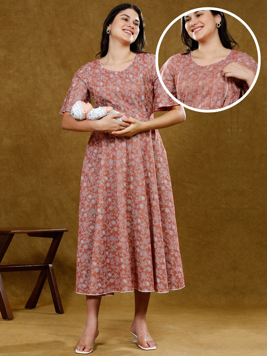 FASHIONABLE NURSING FLARE KURTA WITH POCKET