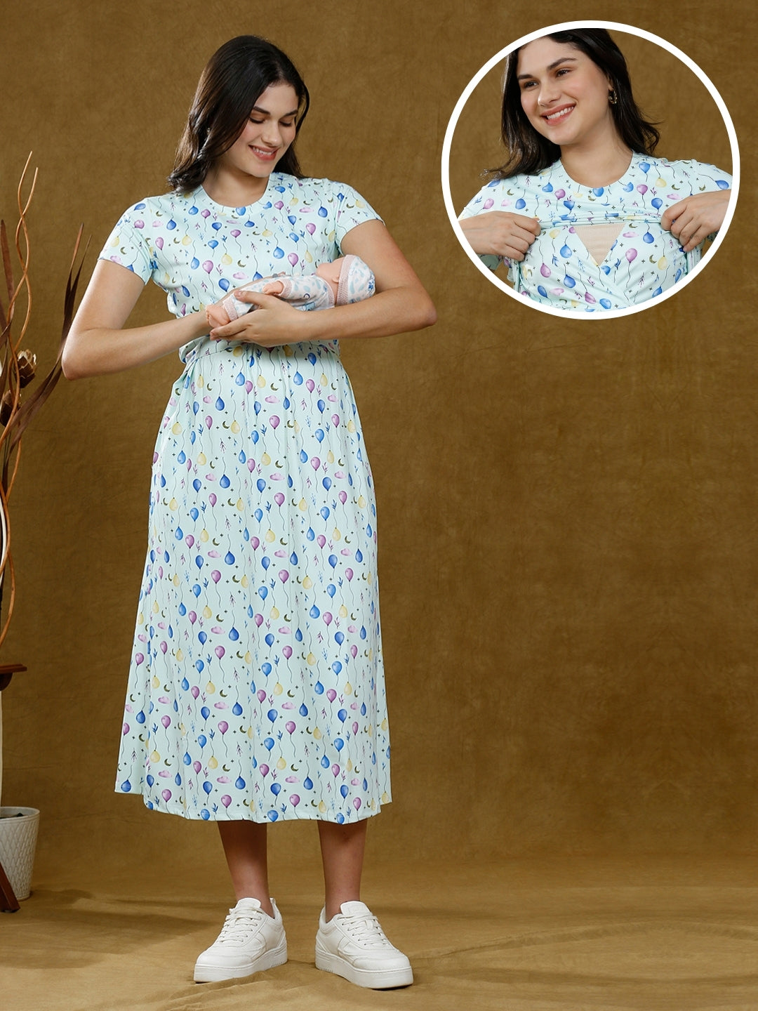 ADORN IN ZIPLESS PREGNANCY DRESS WITH POCKETS