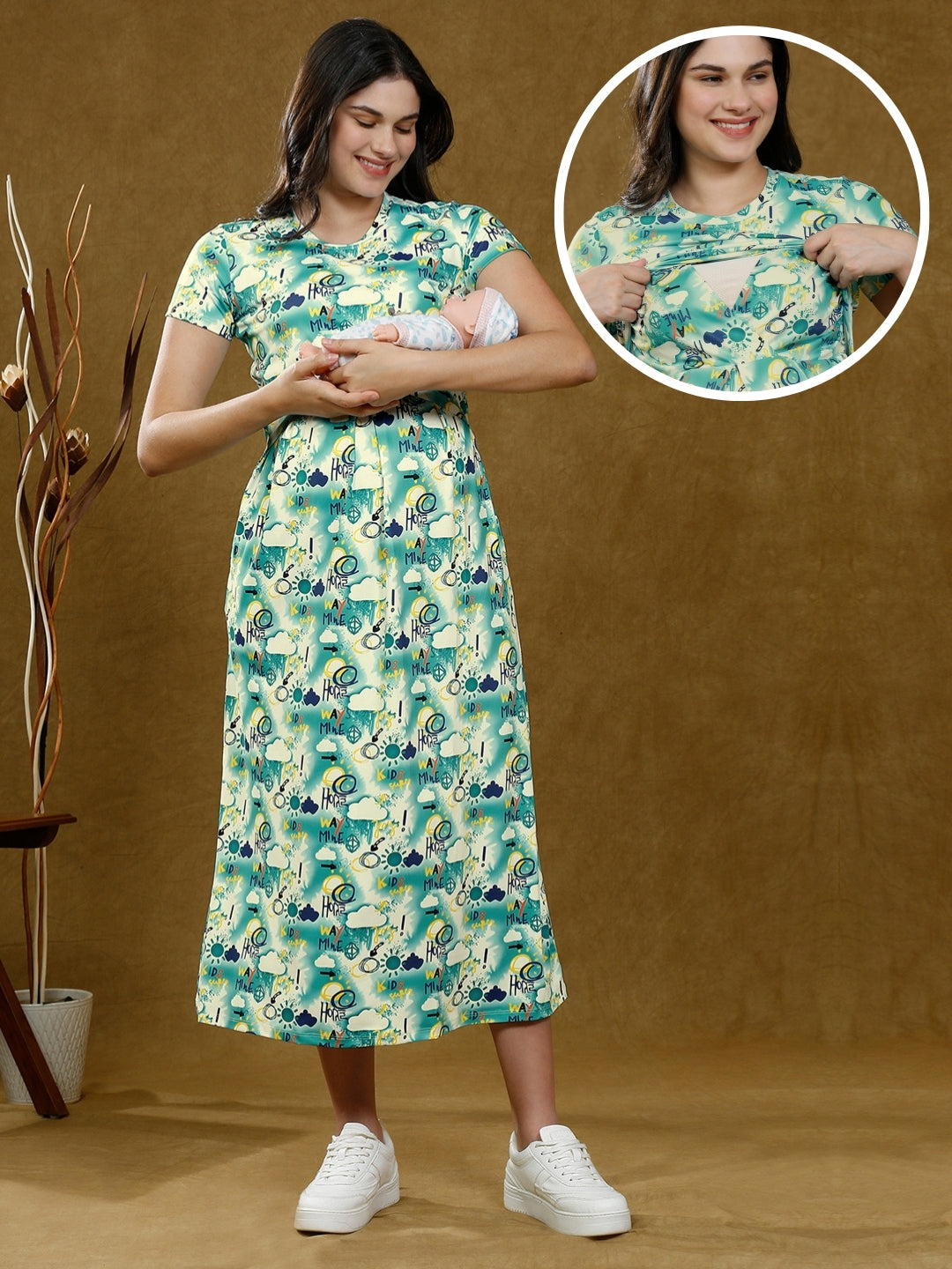 FASHIONISTA ZIPLESS MATERNITY DRESS WITH POCKETS