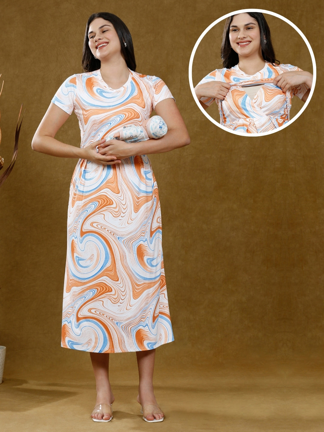 FASHIONISTA ZIPLESS NUSRING DRESS WITH POCKETS