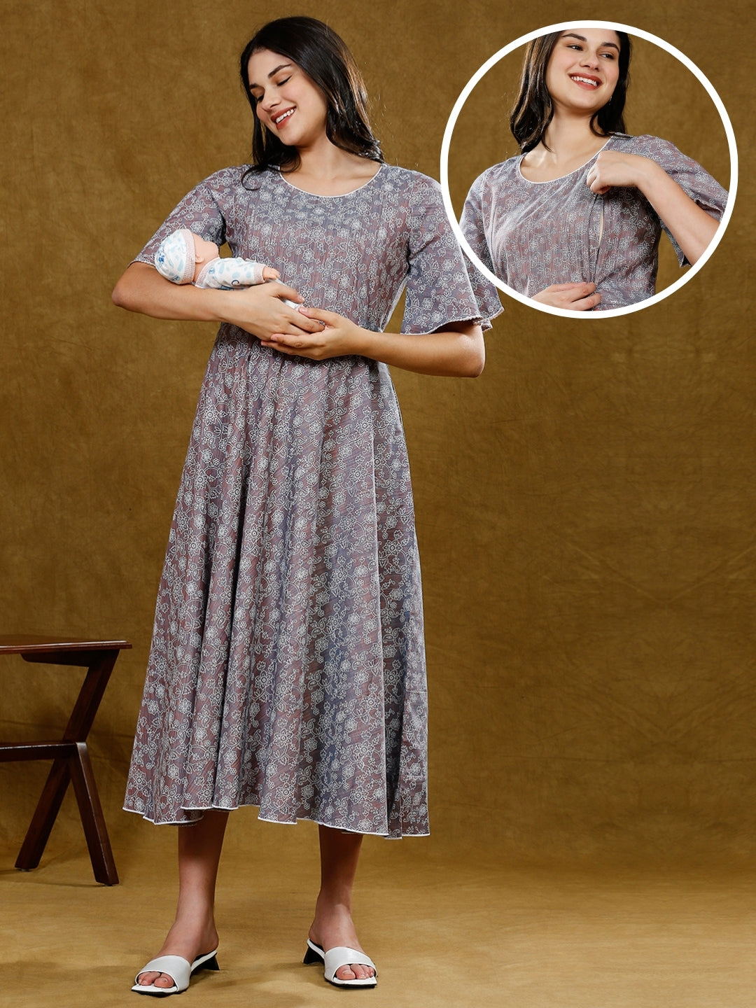 TRENDY PREGNANCY FLARE KURTA WITH POCKET