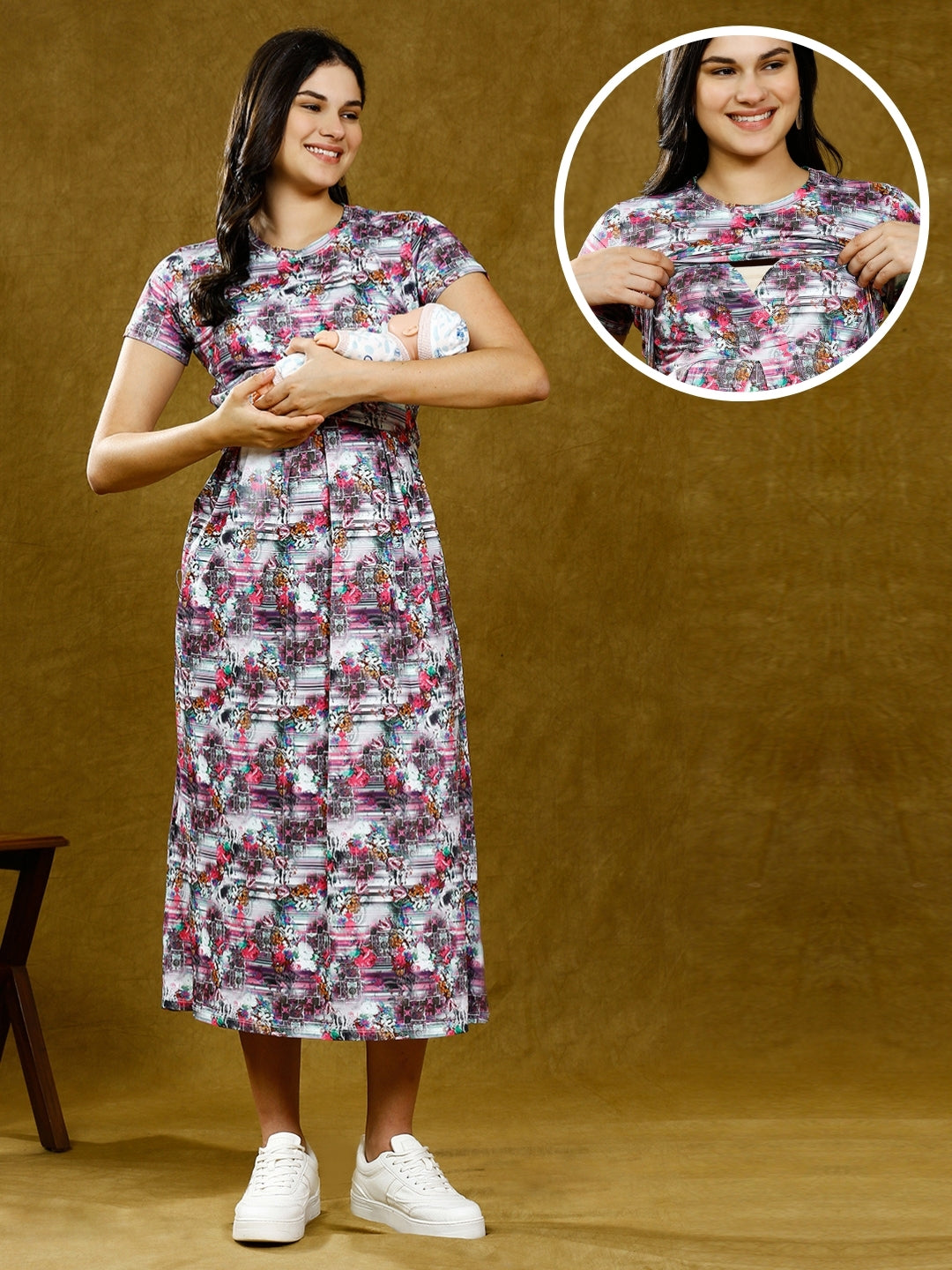 SOPHISTICATED ZIPLESS MATERNITY DRESS WITH POCKETS