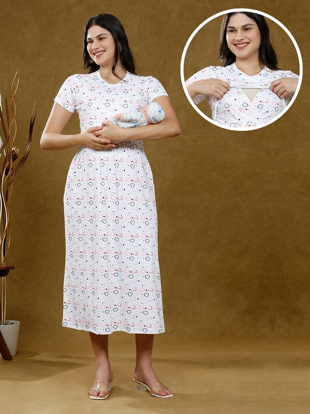 ENHANCE IN ZIPLESS FEEDING DRESS WITH POCKETS