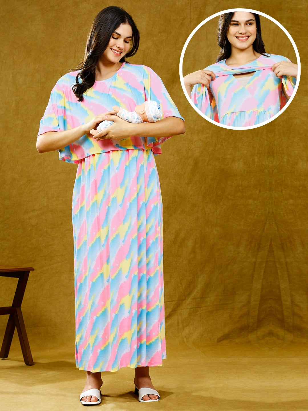 ELEVATE TRENDY MATERNITY PONCHO DRESS