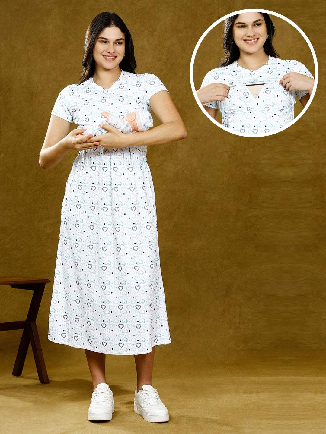 ENHANCE IN ZIPLESS NURSING DRESS WITH POCKETS