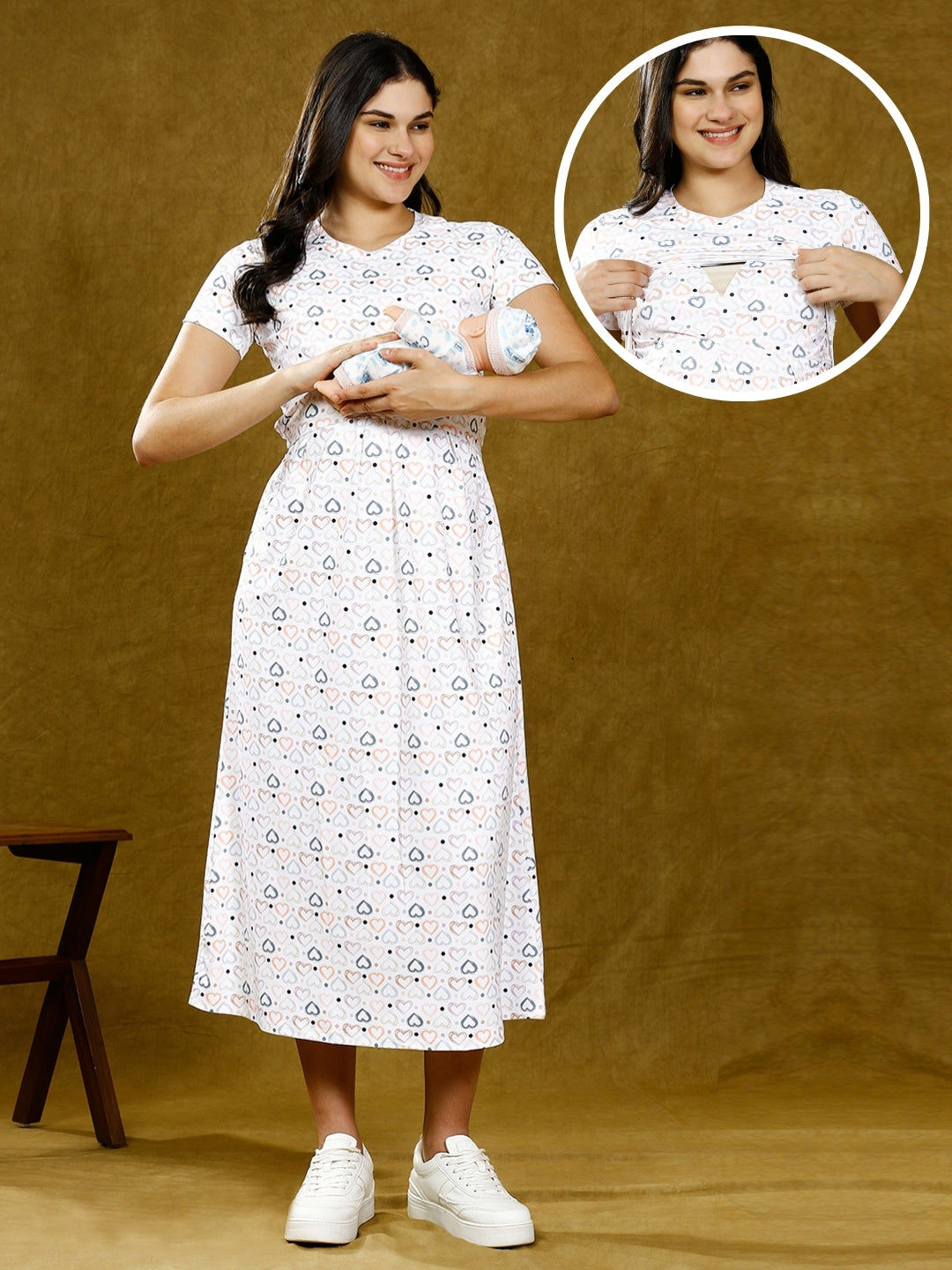 ENHANCE IN ZIPLESS PREGNANCY DRESS WITH POCKETS