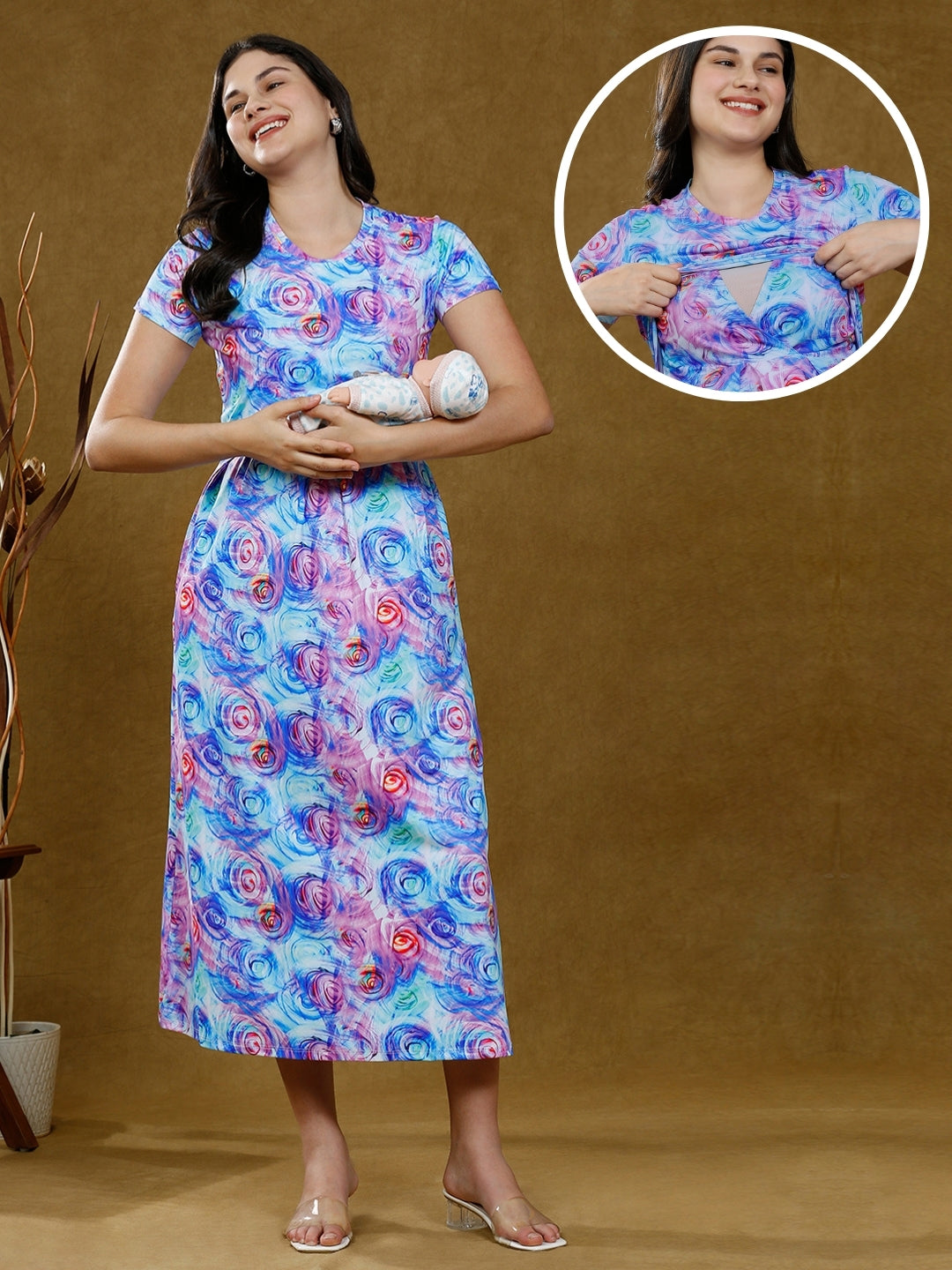 CHIC ZIPLESS MATERNITY DRESS WITH POCKETS