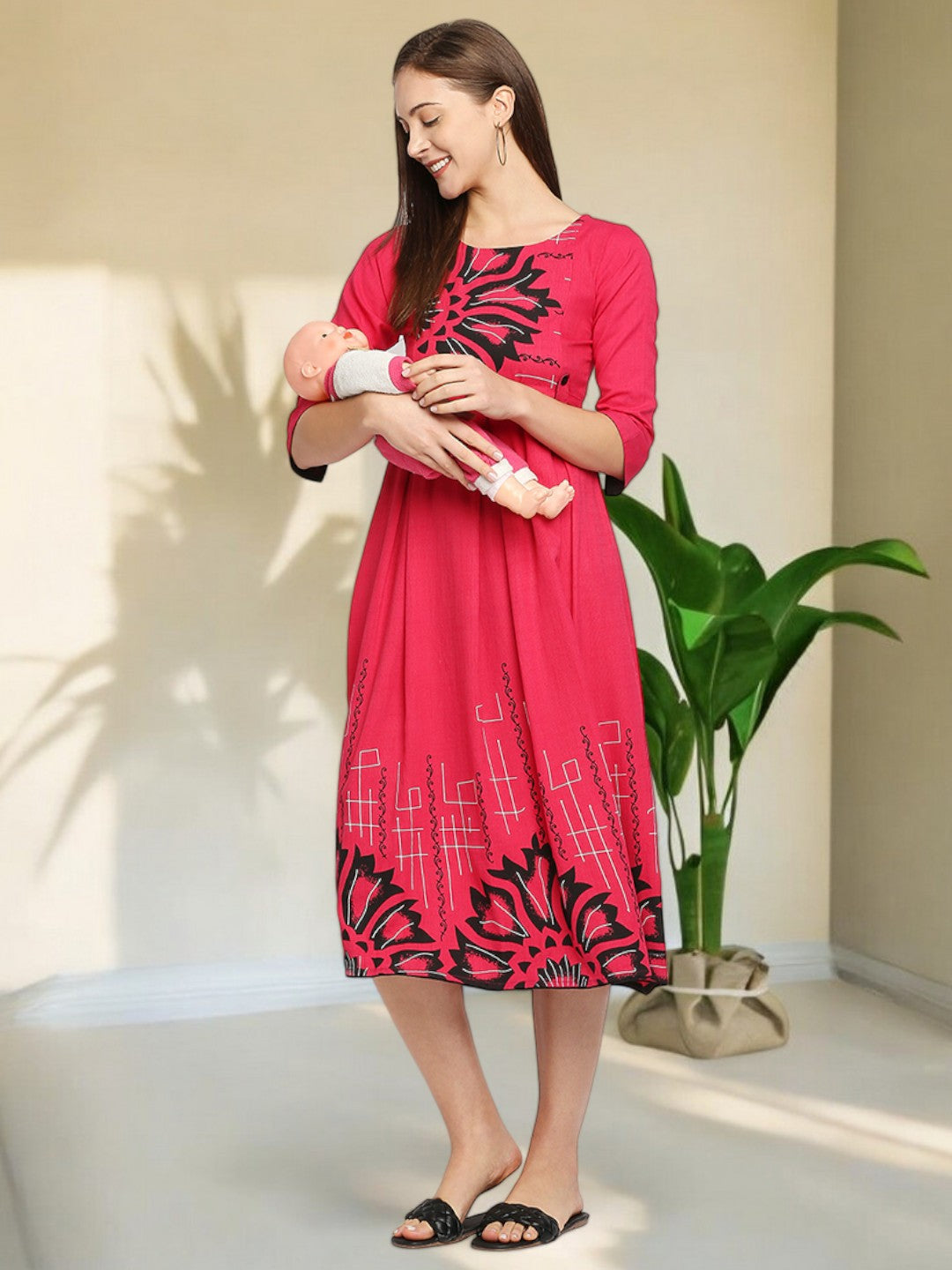 VIBRANT PREGNANCY FLARED KURTA FOR WOMEN