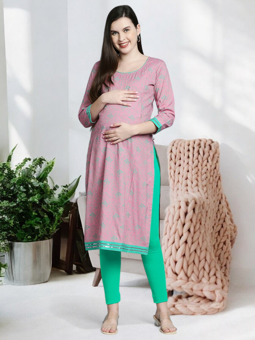 WOMEN'S SOPHISTICATED STRAIGHT PREGNANCY KURTA
