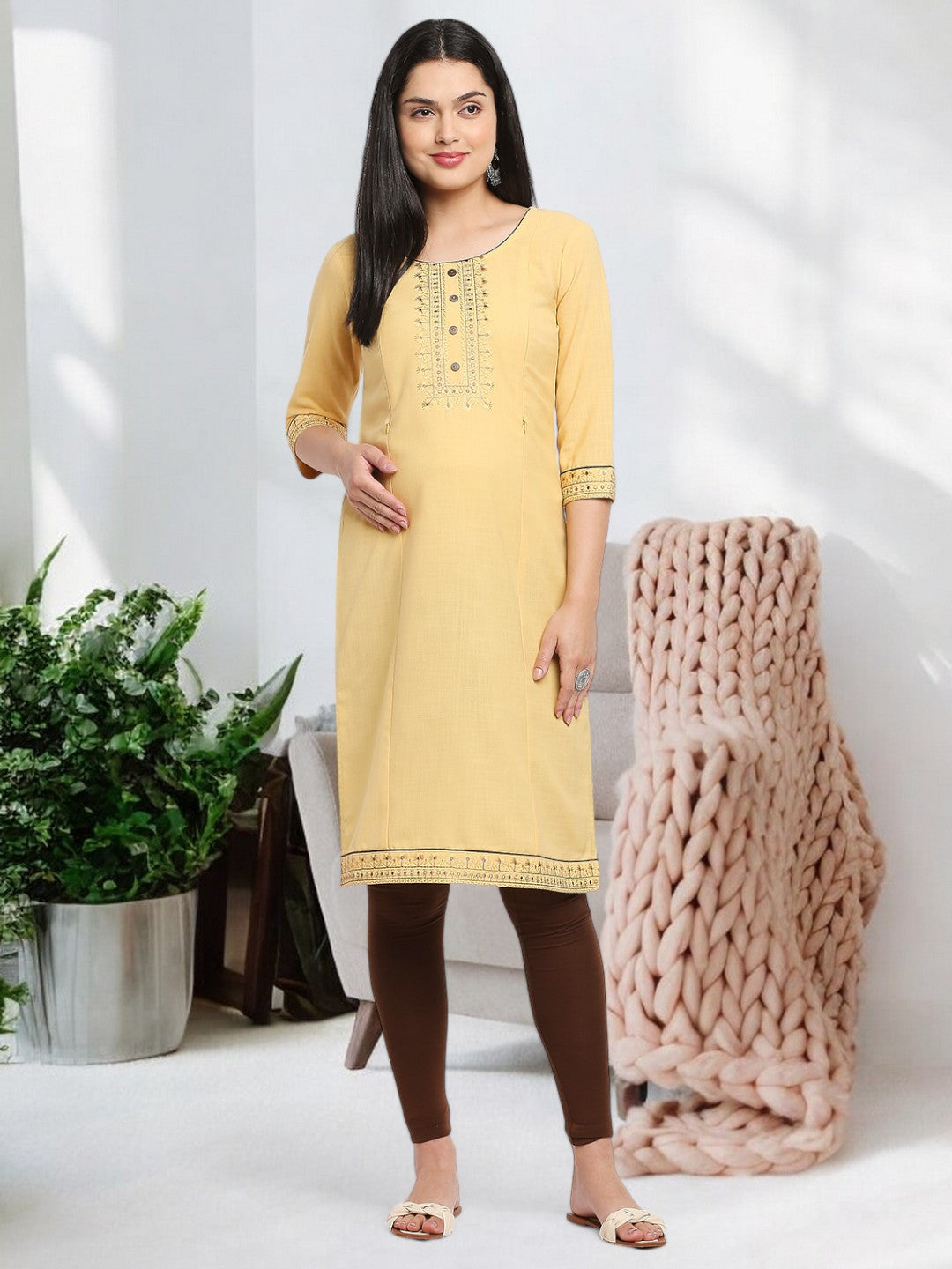 SOPHISTICATED STRAIGHT PREGNANCY KURTA FOR WOMEN