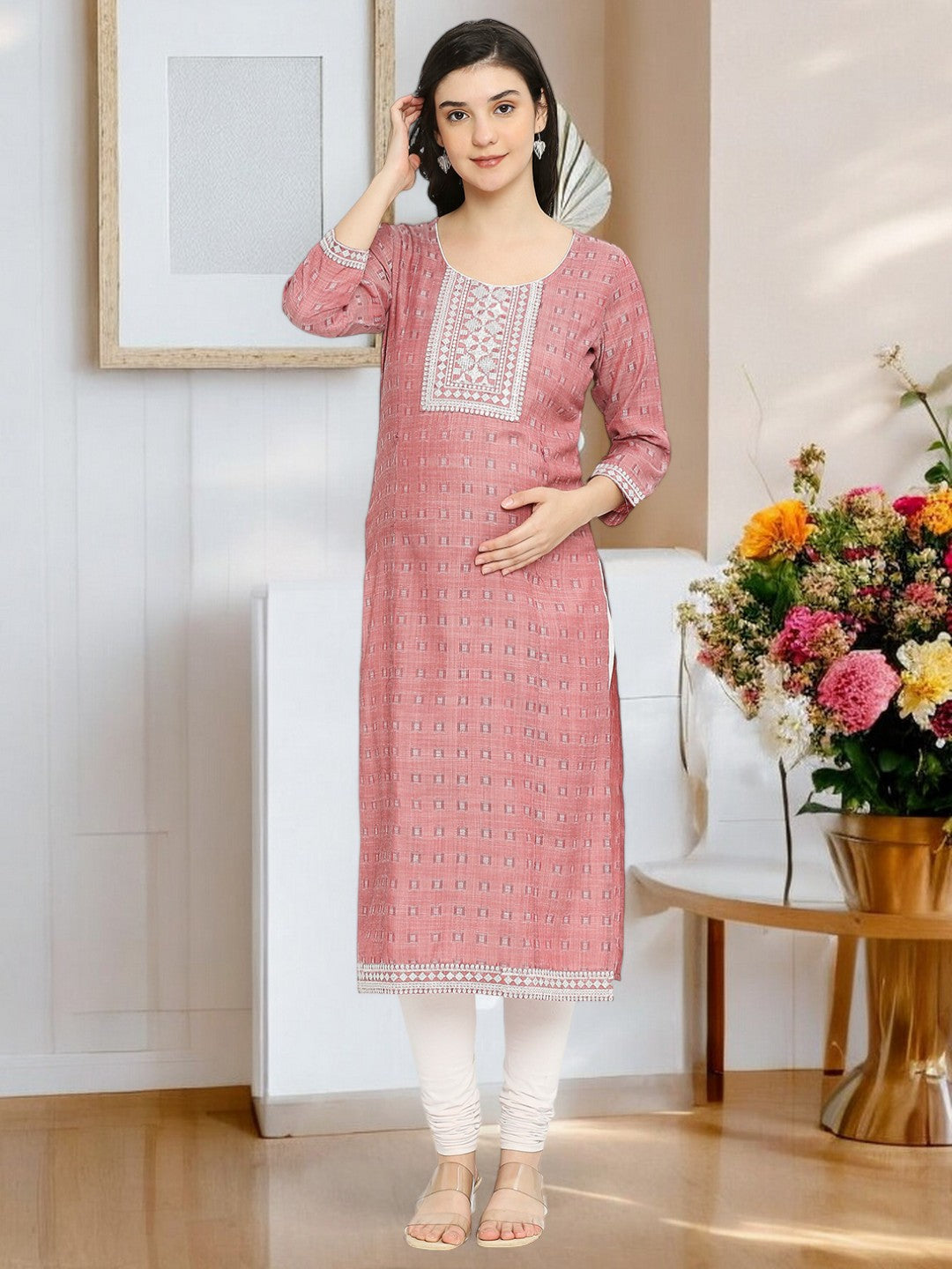 ETHNIC MATERNITY STRAIGHT KURTA FOR WOMEN