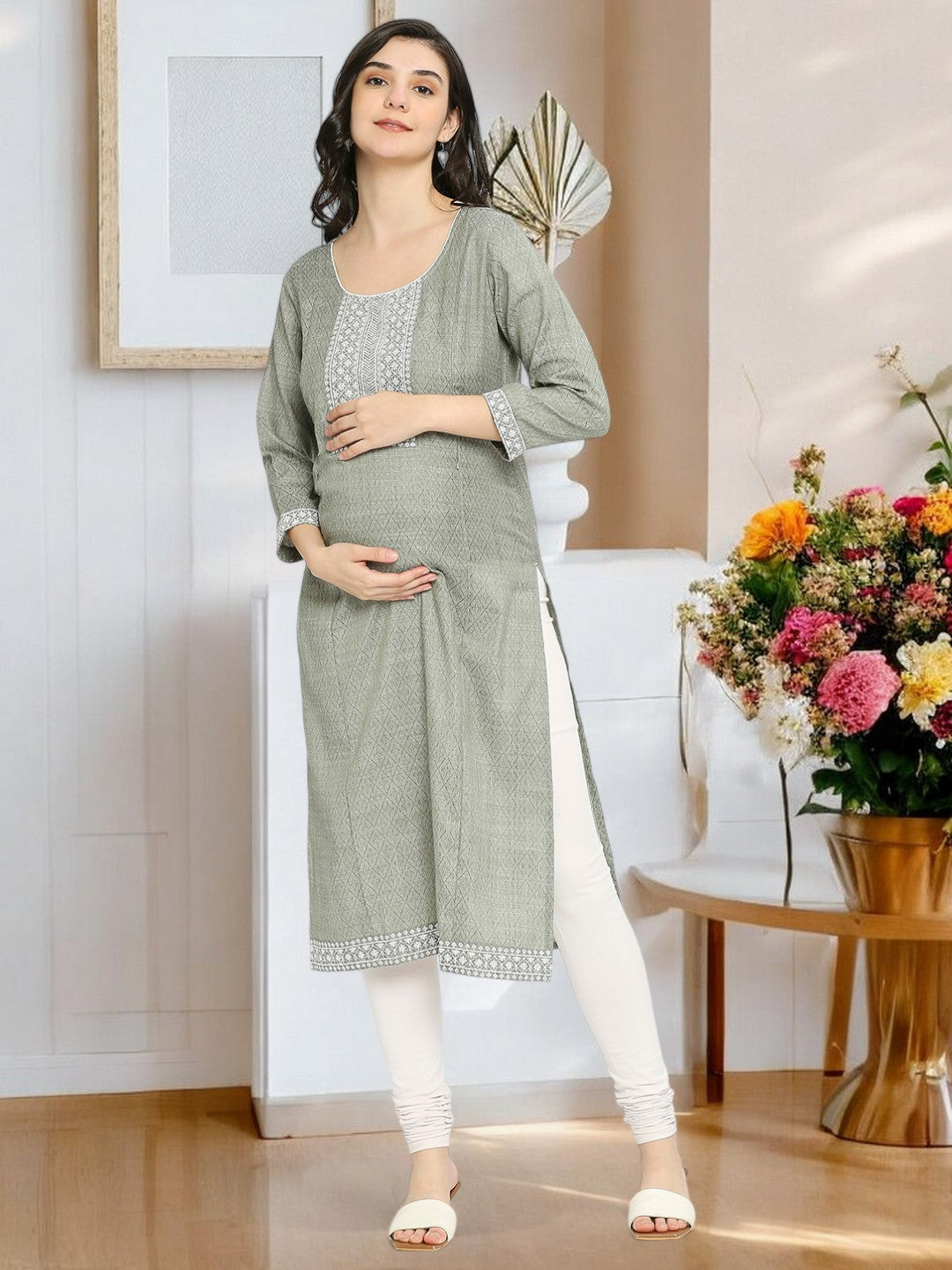 ETHNIC NURSING STRAIGHT KURTA FOR WOMEN