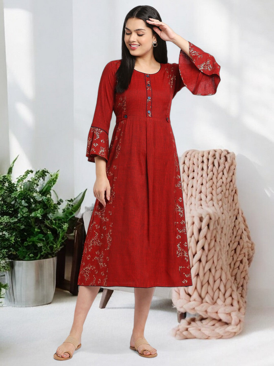 FASHION-FORWARD NURSING FLARED KURTA FOR WOMEN