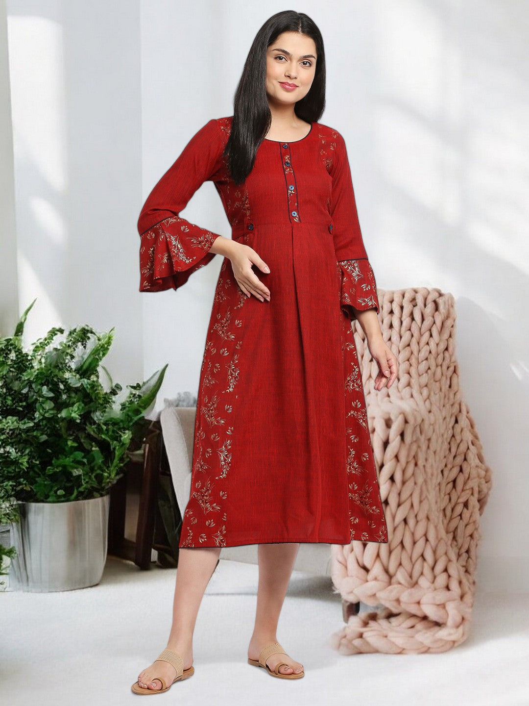 FASHION-FORWARD NURSING FLARED KURTA FOR WOMEN