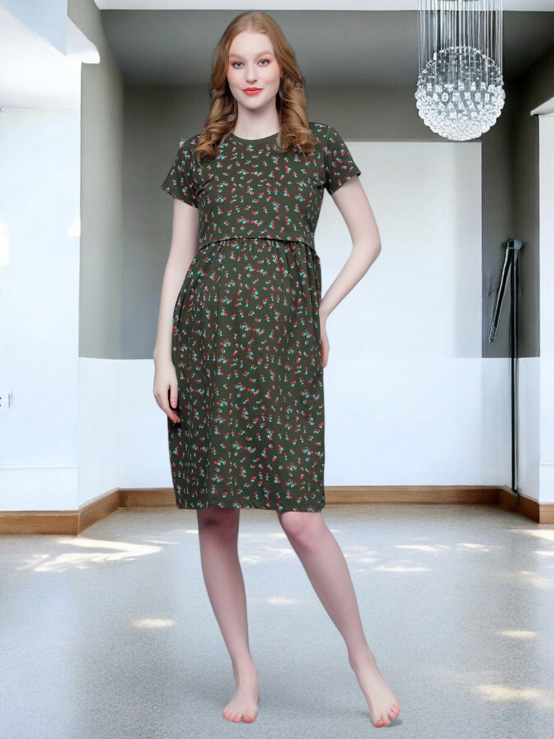 ON-TREND ZIPLESS MATERNITY SHEATH DRESS FOR WOMEN