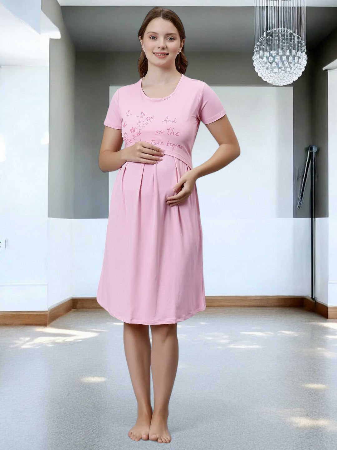 ON-TREND ZIPLESS MATERNITY SHEATH DRESS FOR WOMEN
