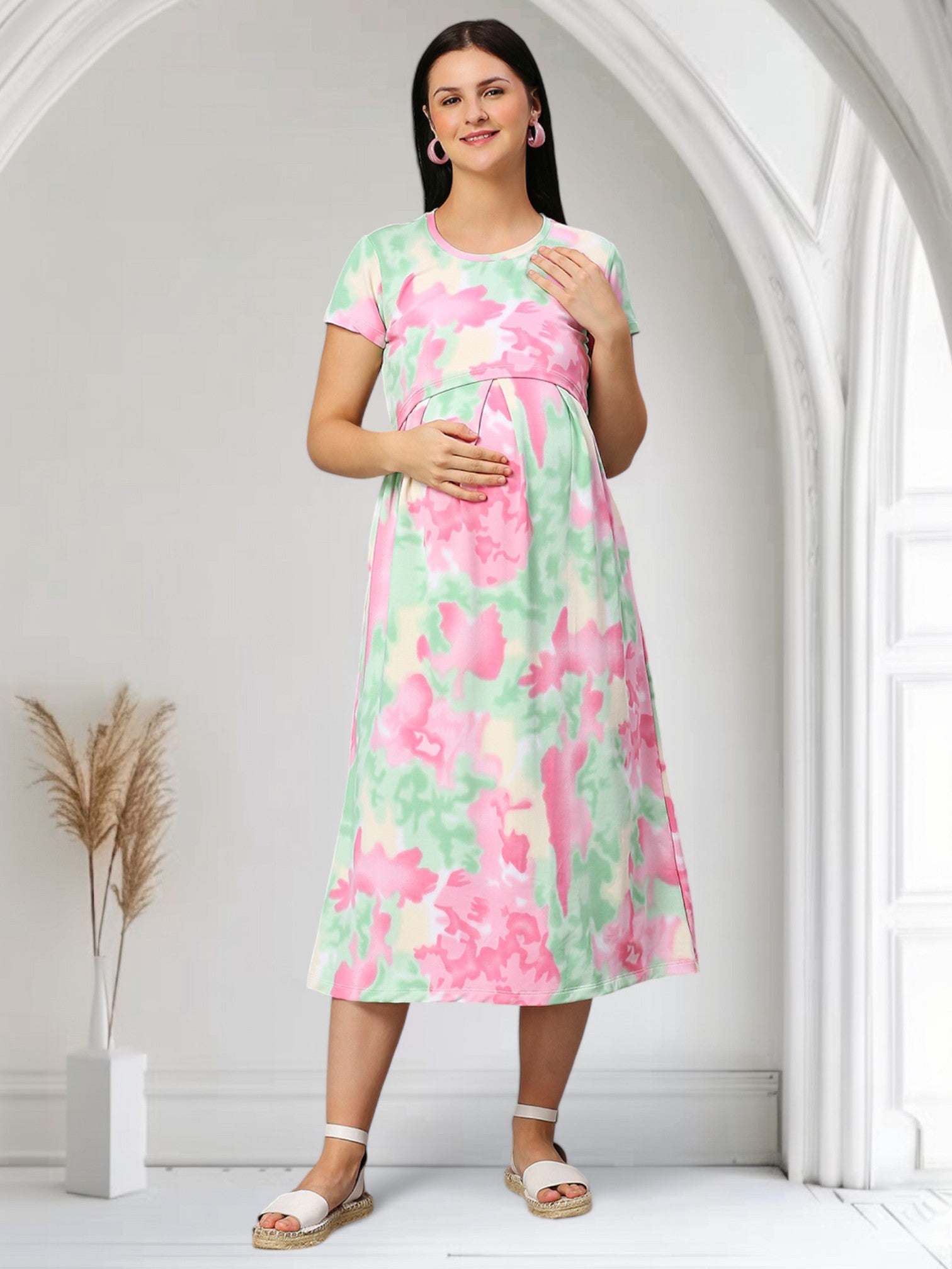 ELEGANT NURSING ZIPLESS GOWN FOR WOMEN