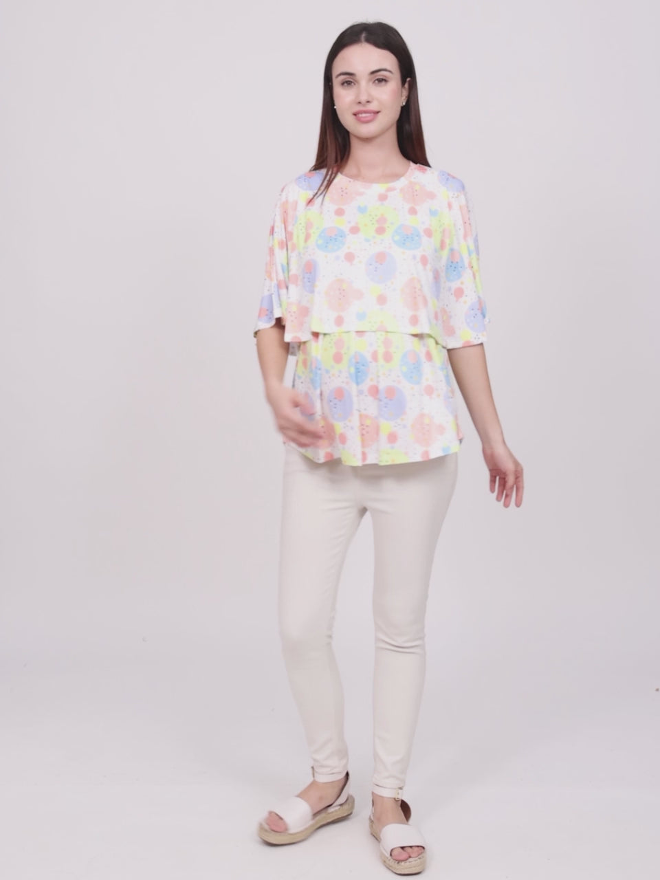 FASHIONABLE ZIPLESS TOP WITH ATTACHED NURSING COVER