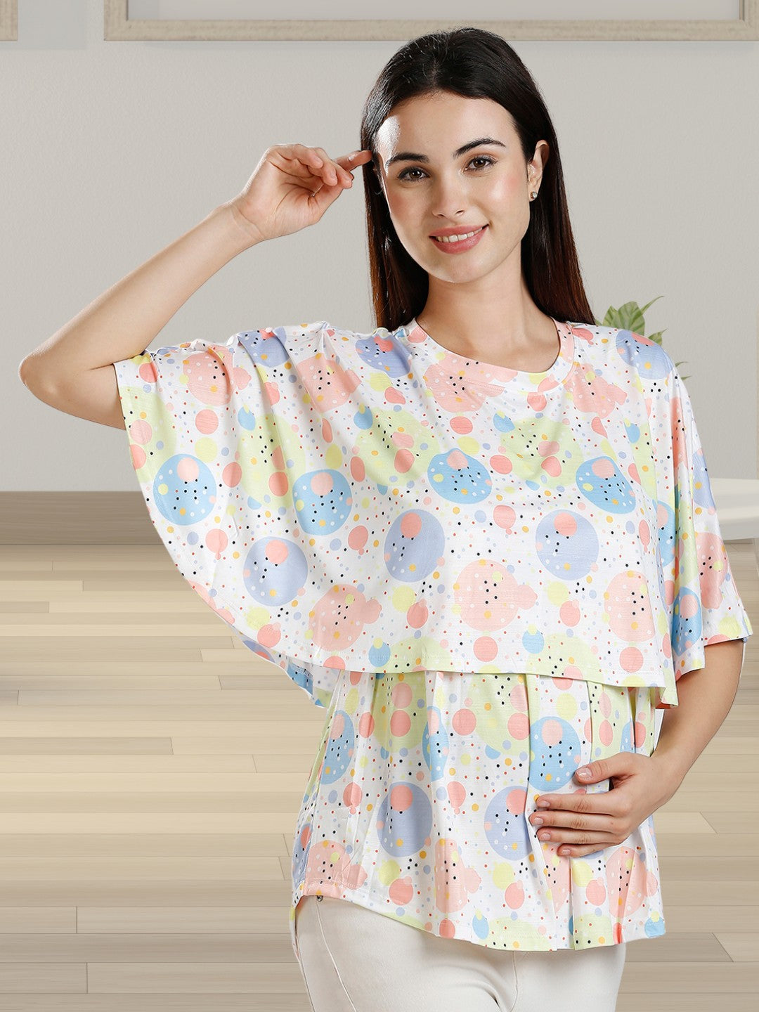 FASHIONABLE ZIPLESS TOP WITH ATTACHED FEEDING COVER