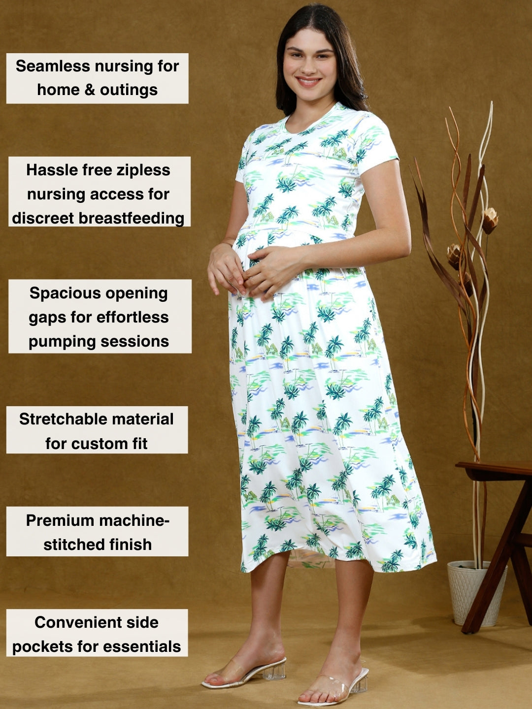 ELEVATE IN ZIPLESS MATERNITY DRESS WITH POCKETS