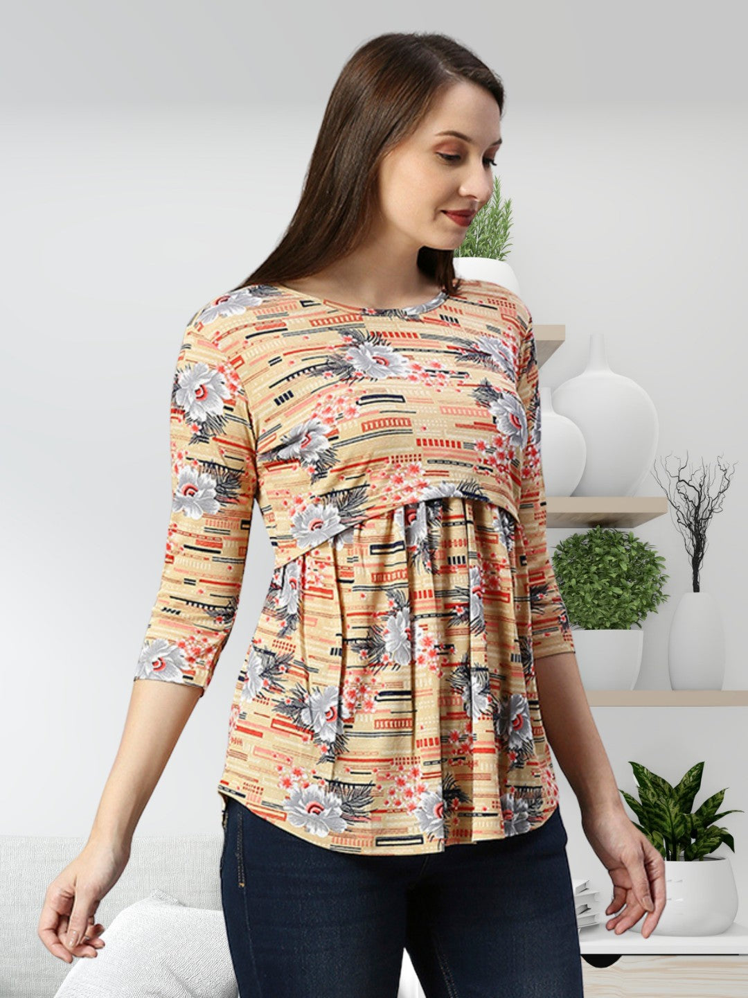 STYLISH ZIPLESS NURSING TOP FOR MOTHER