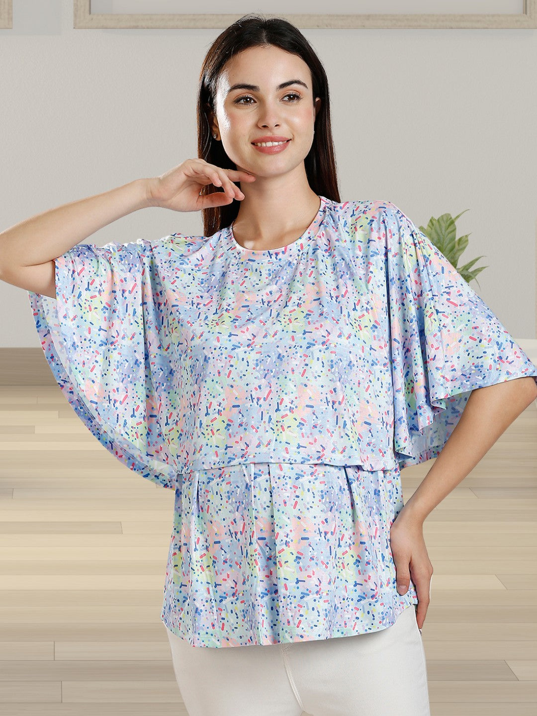 FASHIONABLE PREGANNCY ZIPLESS TOP WITH NURSING COVER