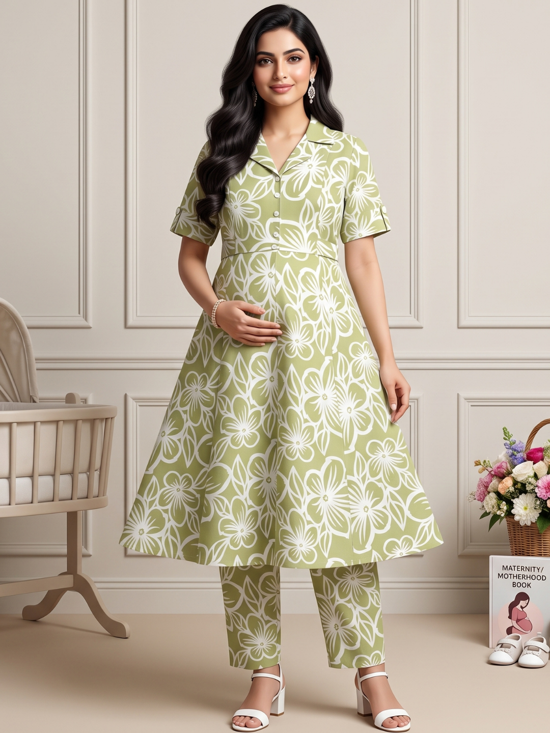 FASHIONABLE PREGNANCY FLARED COORD SET FOR WOMEN