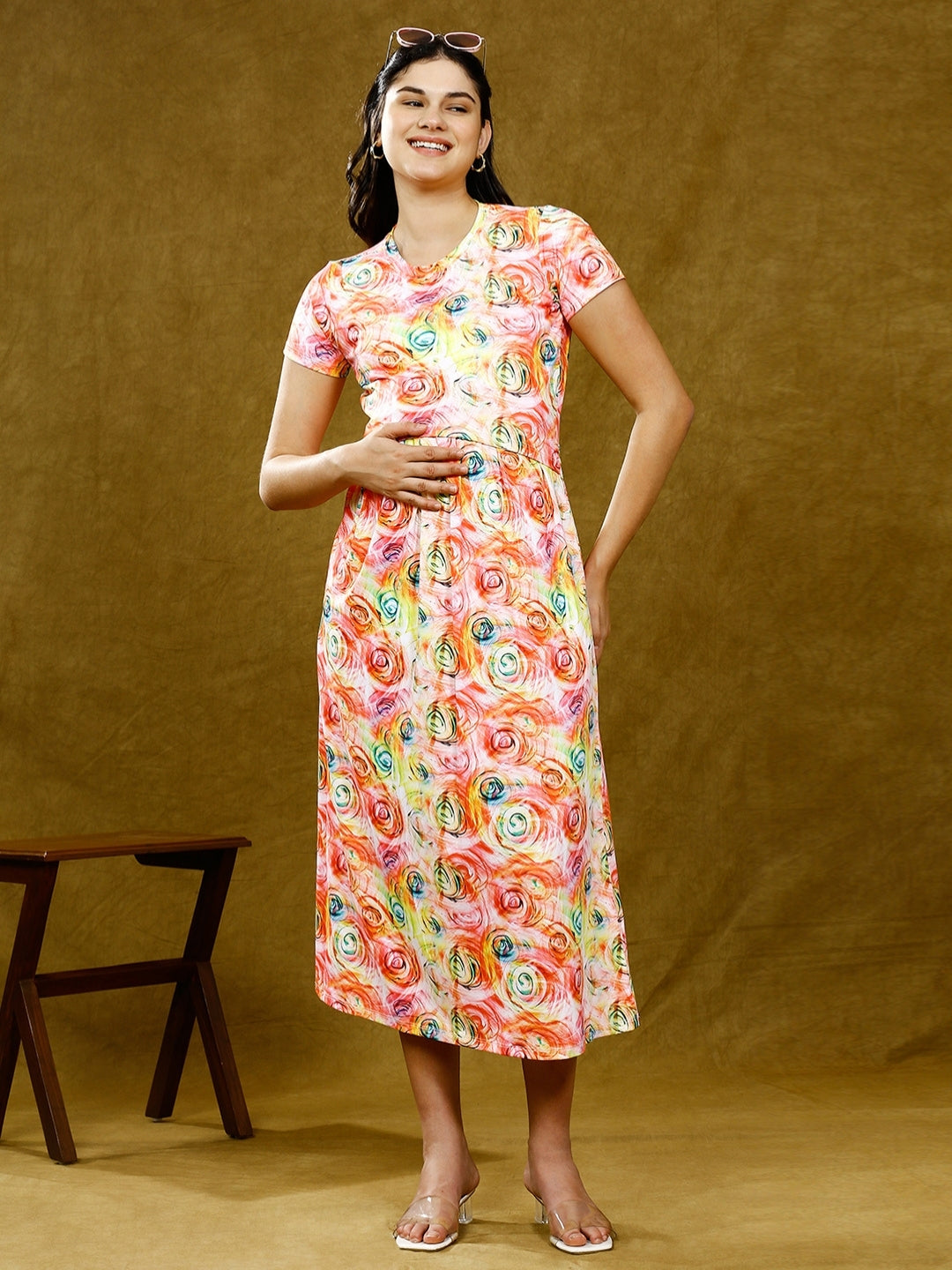 CHIC ZIPLESS NURSING DRESS WITH POCKETS