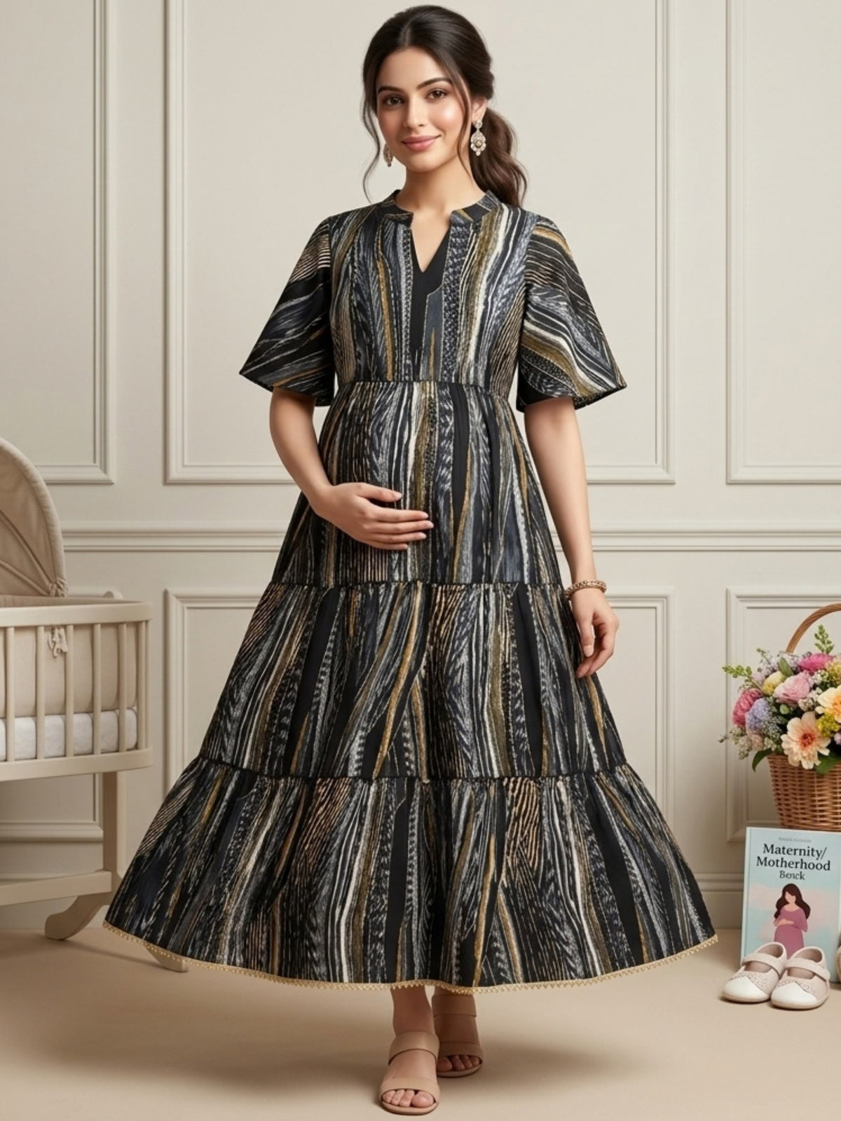ELEGANT MATERNITY & FEEDING DRESS FOR MOTHER