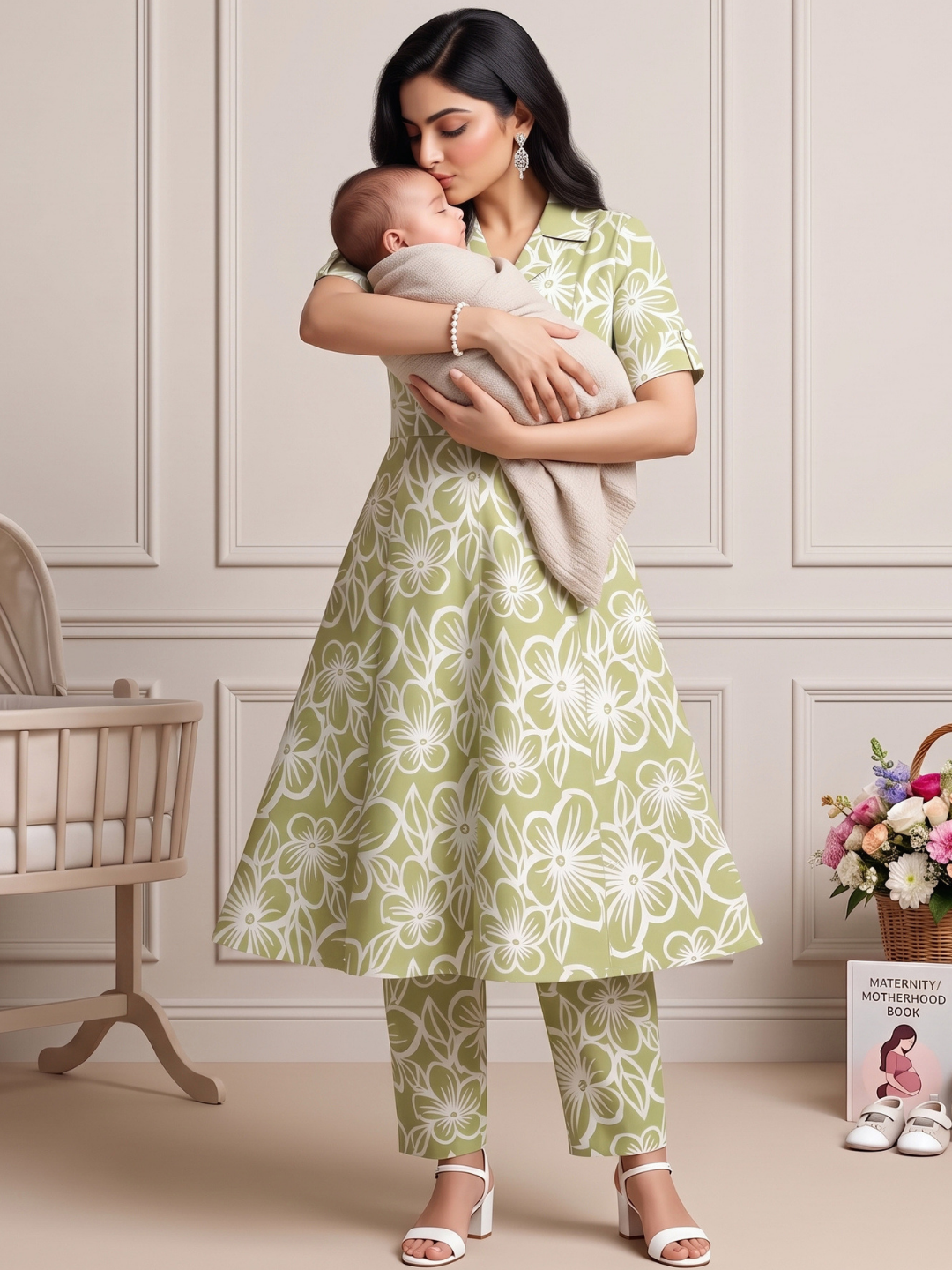 FASHIONABLE PREGNANCY FLARED COORD SET FOR WOMEN
