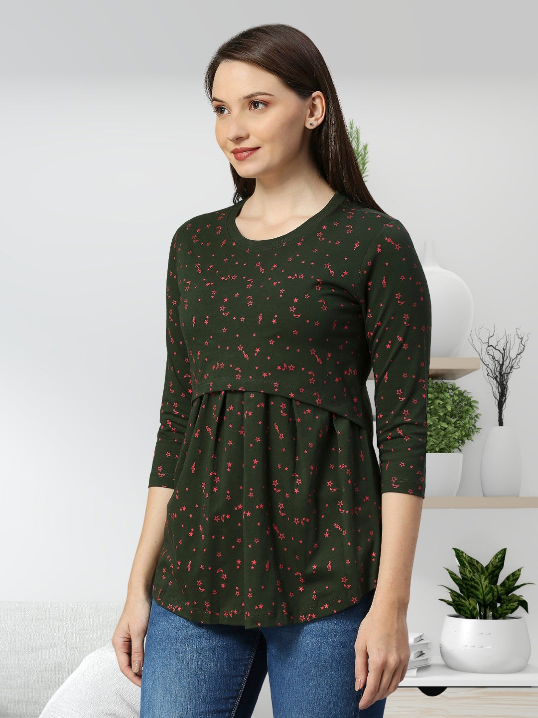 TRENDY COTTON MATERNITY ZIPLESS TOP FOR WOMEN