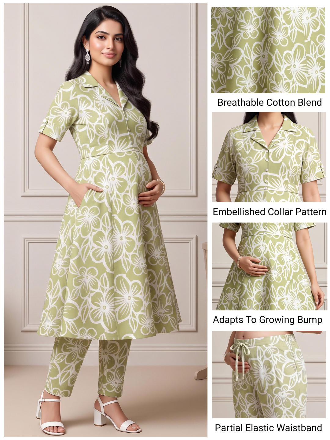FASHIONABLE PREGNANCY FLARED COORD SET FOR WOMEN