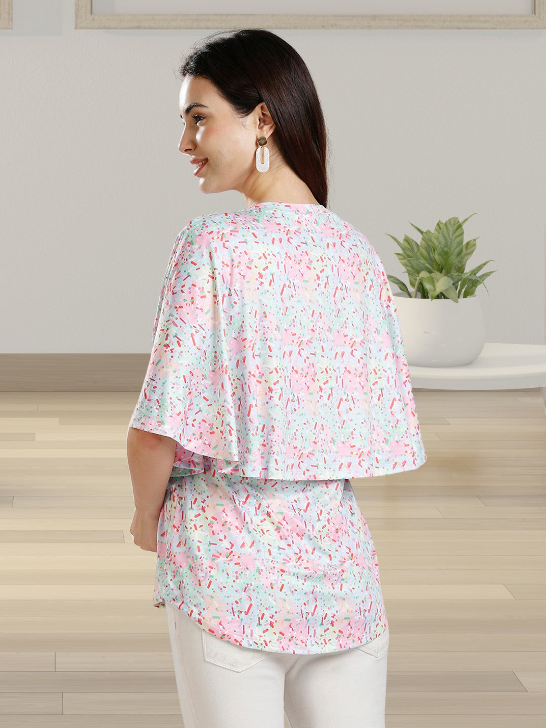 FASHIONABLE MATERNITY ZIPLESS TOP WITH NURSING COVER