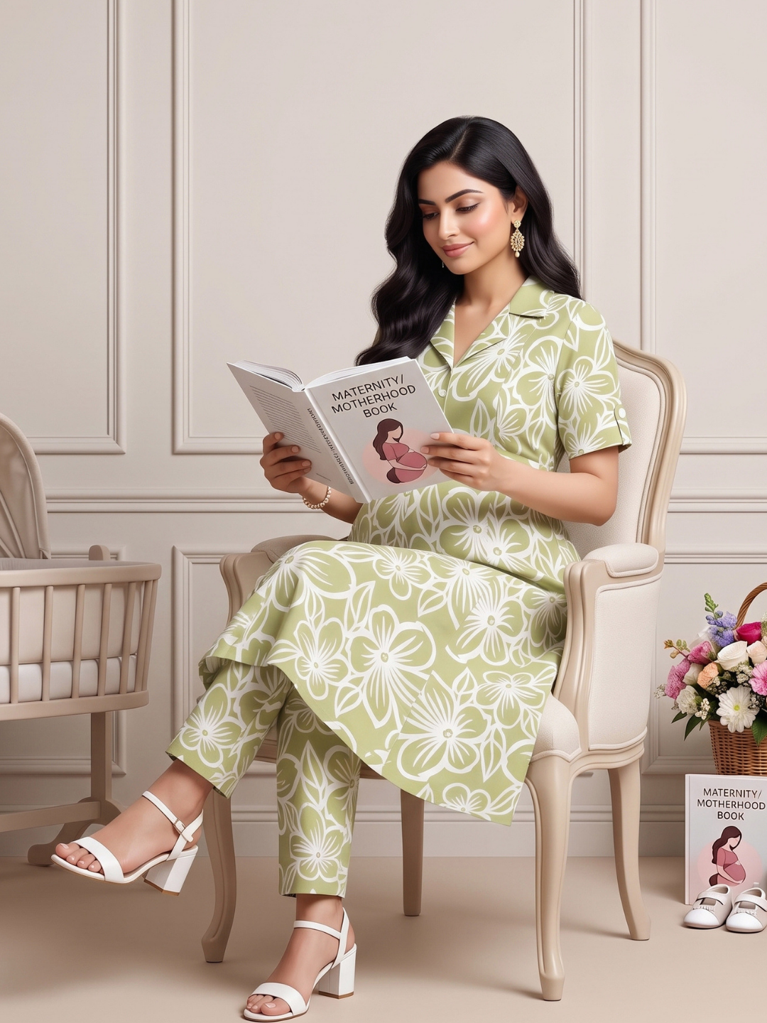 FASHIONABLE PREGNANCY FLARED COORD SET FOR WOMEN