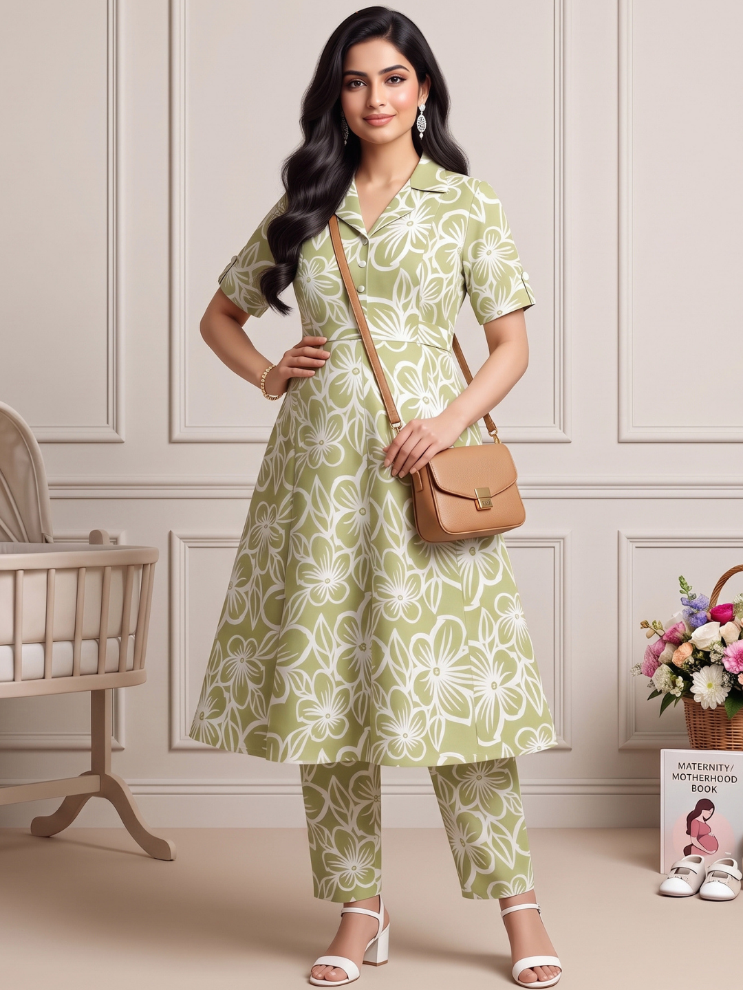 FASHIONABLE PREGNANCY FLARED COORD SET FOR WOMEN