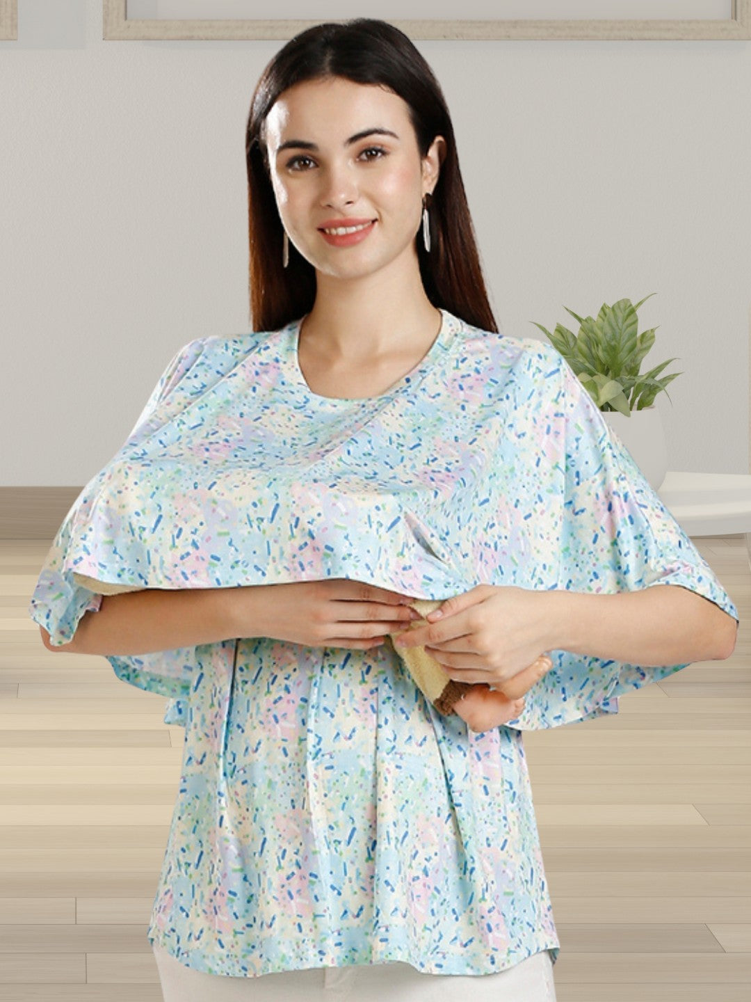 FASHIONABLE FEEDING ZIPLESS TOP WITH NURSING COVER