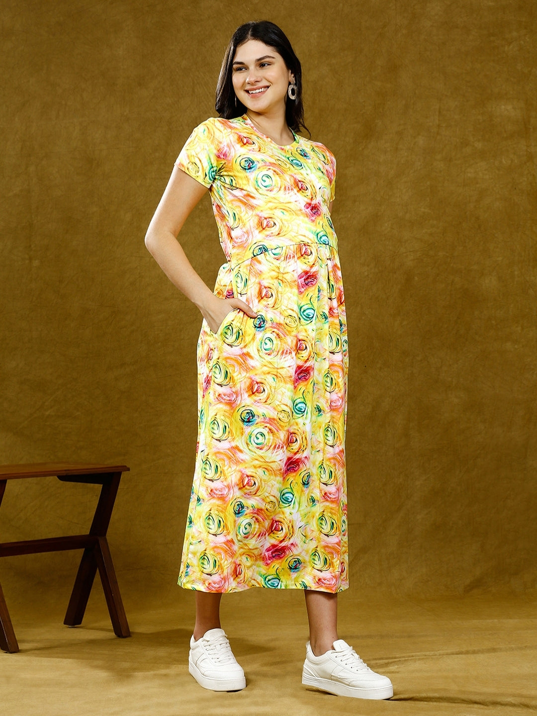 CHIC ZIPLESS PREGNANCY DRESS WITH POCKETS