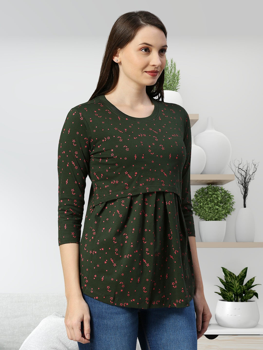 TRENDY COTTON MATERNITY ZIPLESS TOP FOR WOMEN
