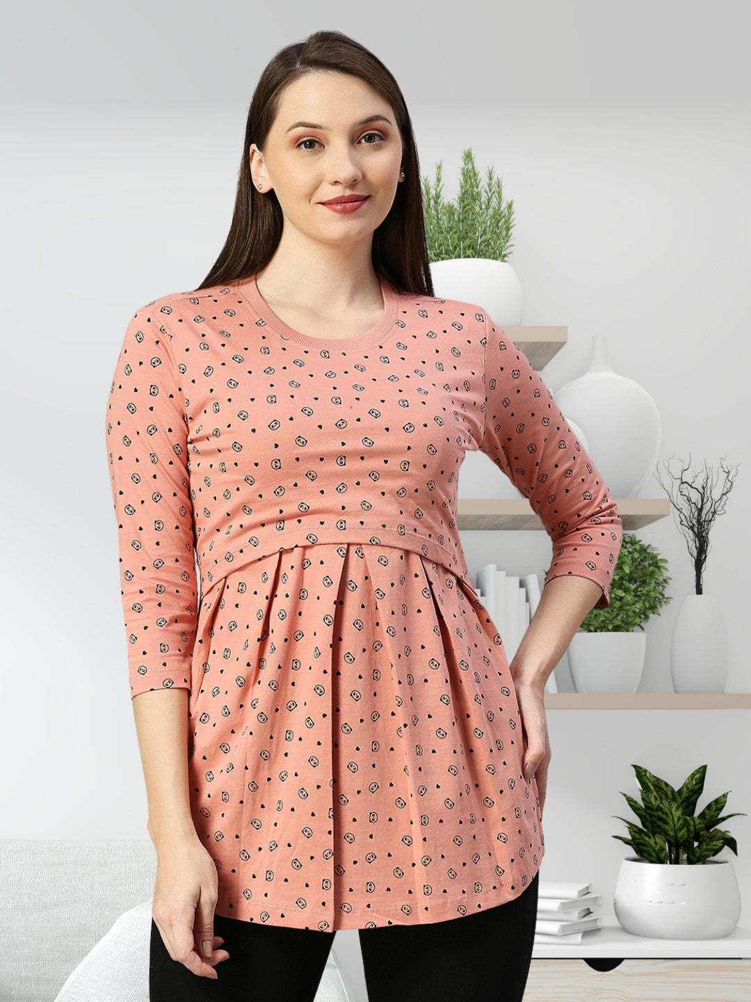 TRENDY COTTON FEEDING ZIPLESS TOP FOR WOMEN