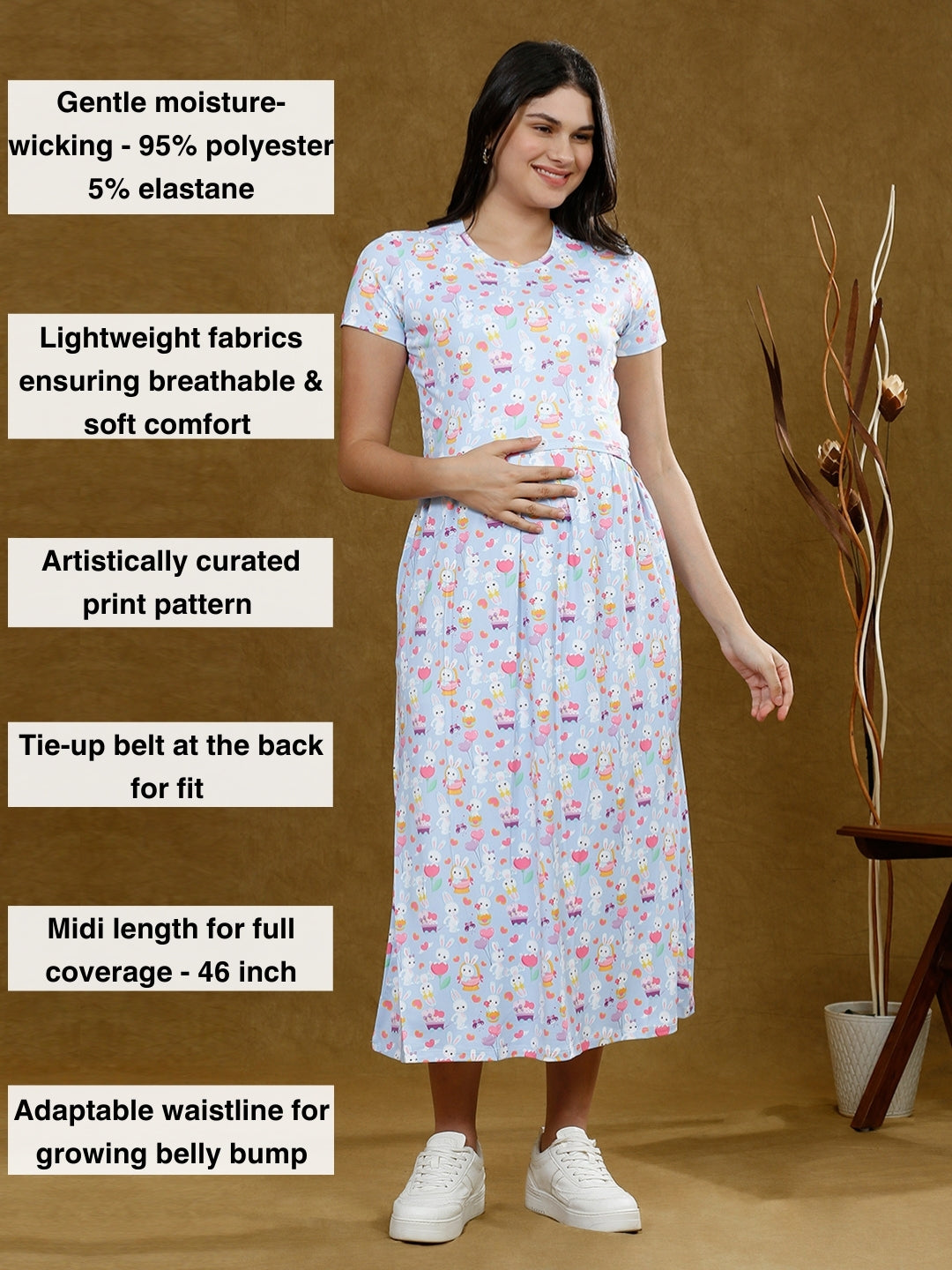 ADORN IN ZIPLESS MATERNITY DRESS WITH POCKETS