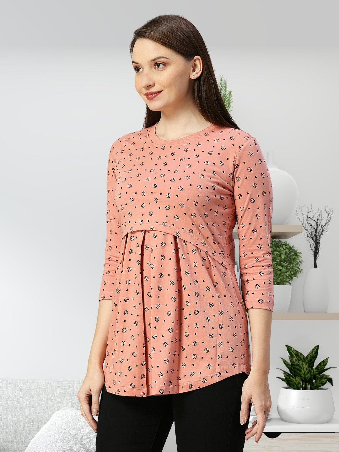 TRENDY COTTON FEEDING ZIPLESS TOP FOR WOMEN