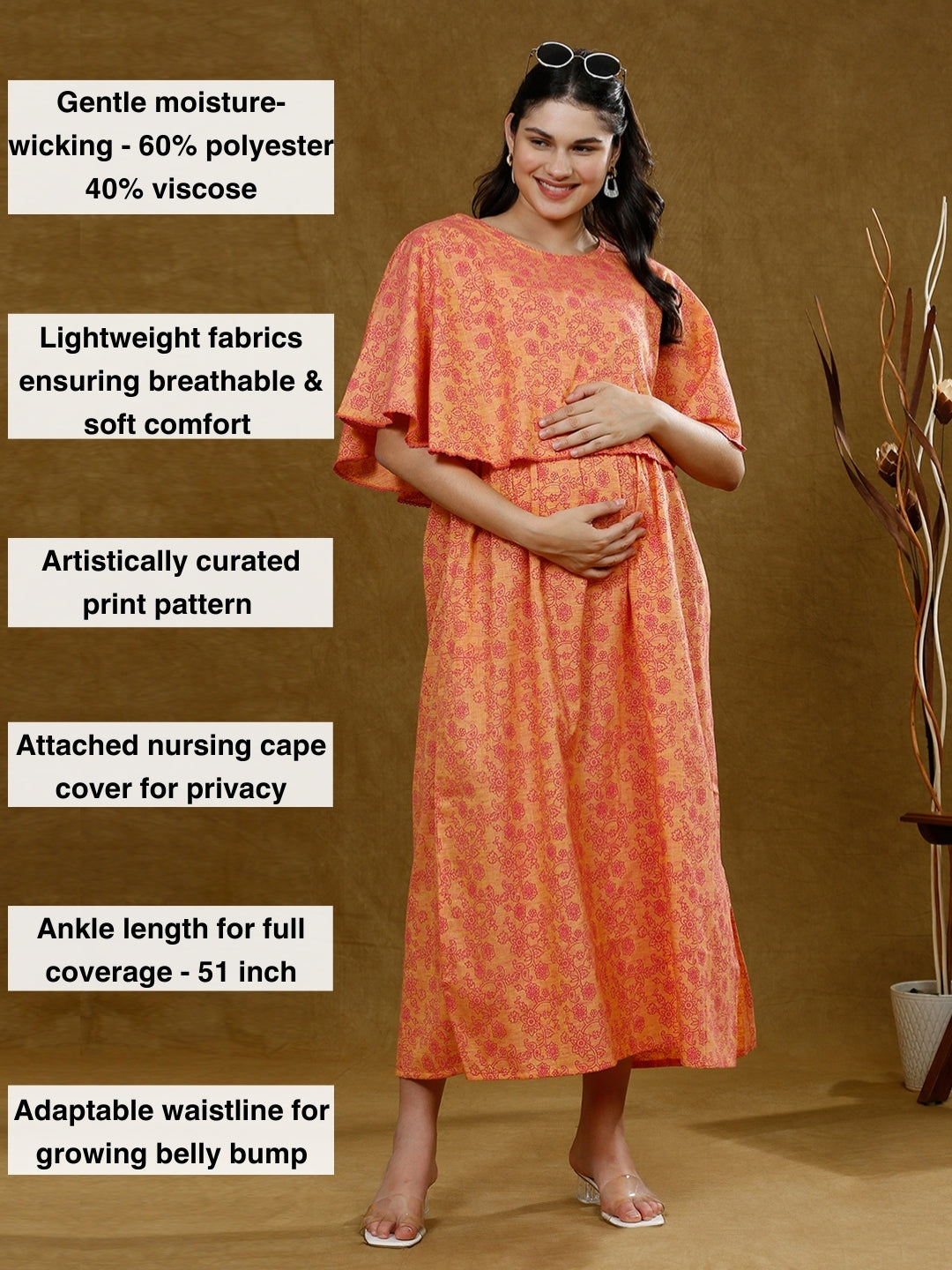 FLAUNT TRENDY MATERNITY PONCHO GOWN