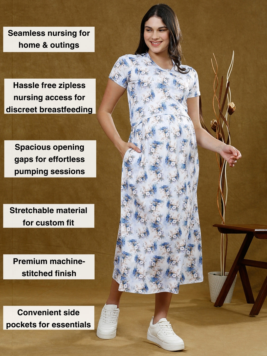 TIMELESS ZIPLESS MATERNITY DRESS WITH POCKETS