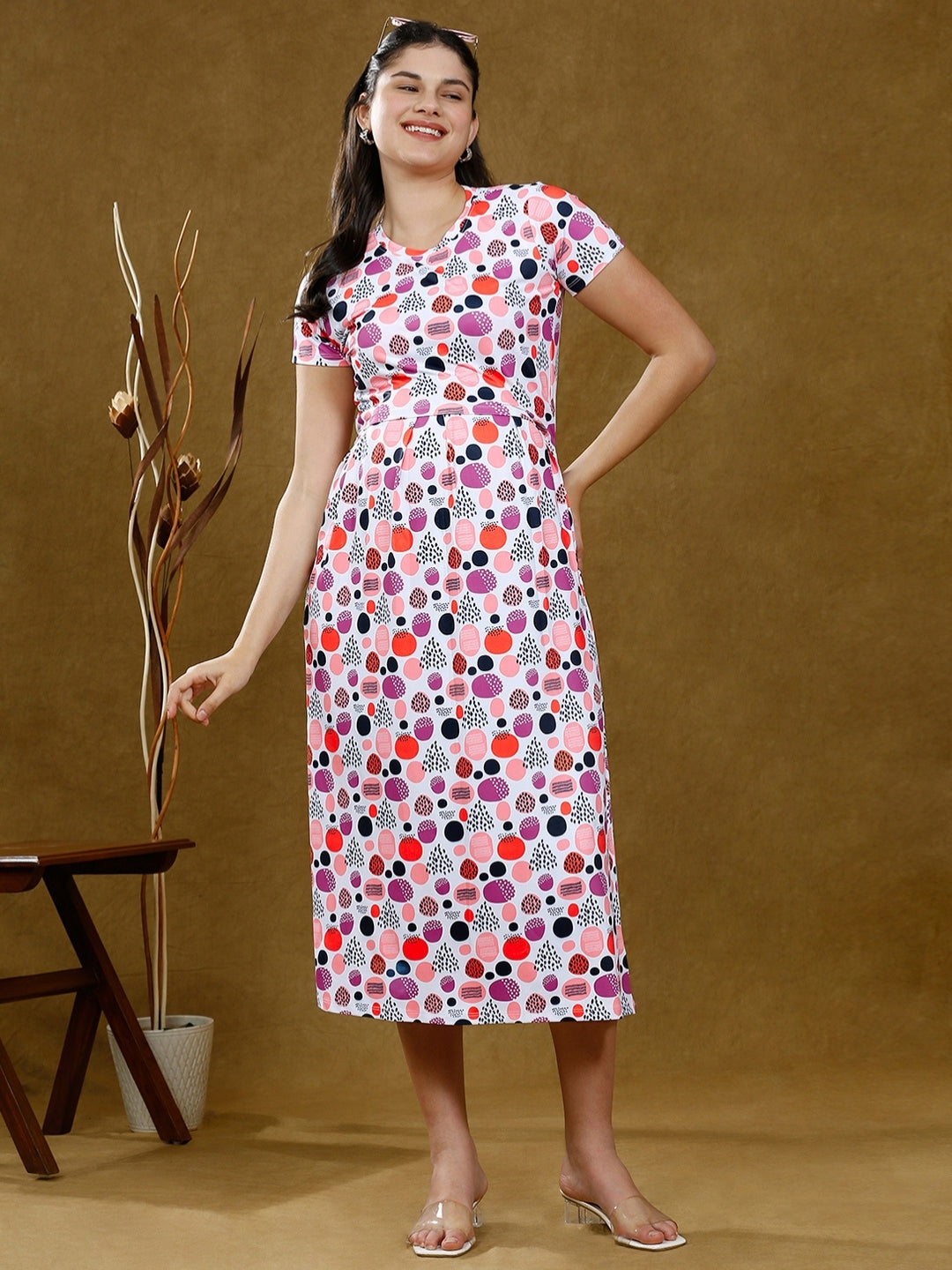 FASHIONABLE ZIPLESS MATERNITY DRESS WITH POCKETS